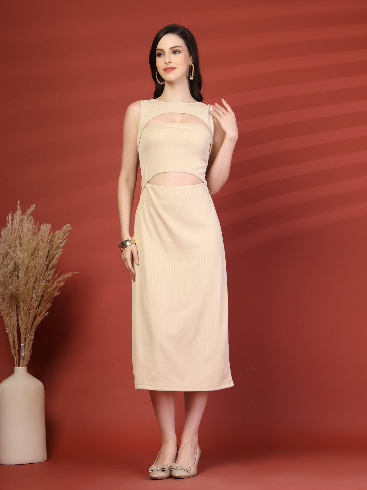 Women Sheath Midi Dress