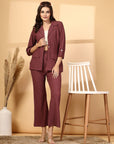 Self Design Blazer With Trousers Co-Ords