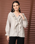 Women White Striped Casual Shirt