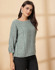 Sea Green Puff Sleeve Top