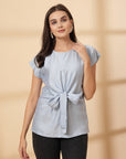 Blue Blue Solid regular top
