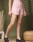 Pink Solid Regular Fit Women Shorts