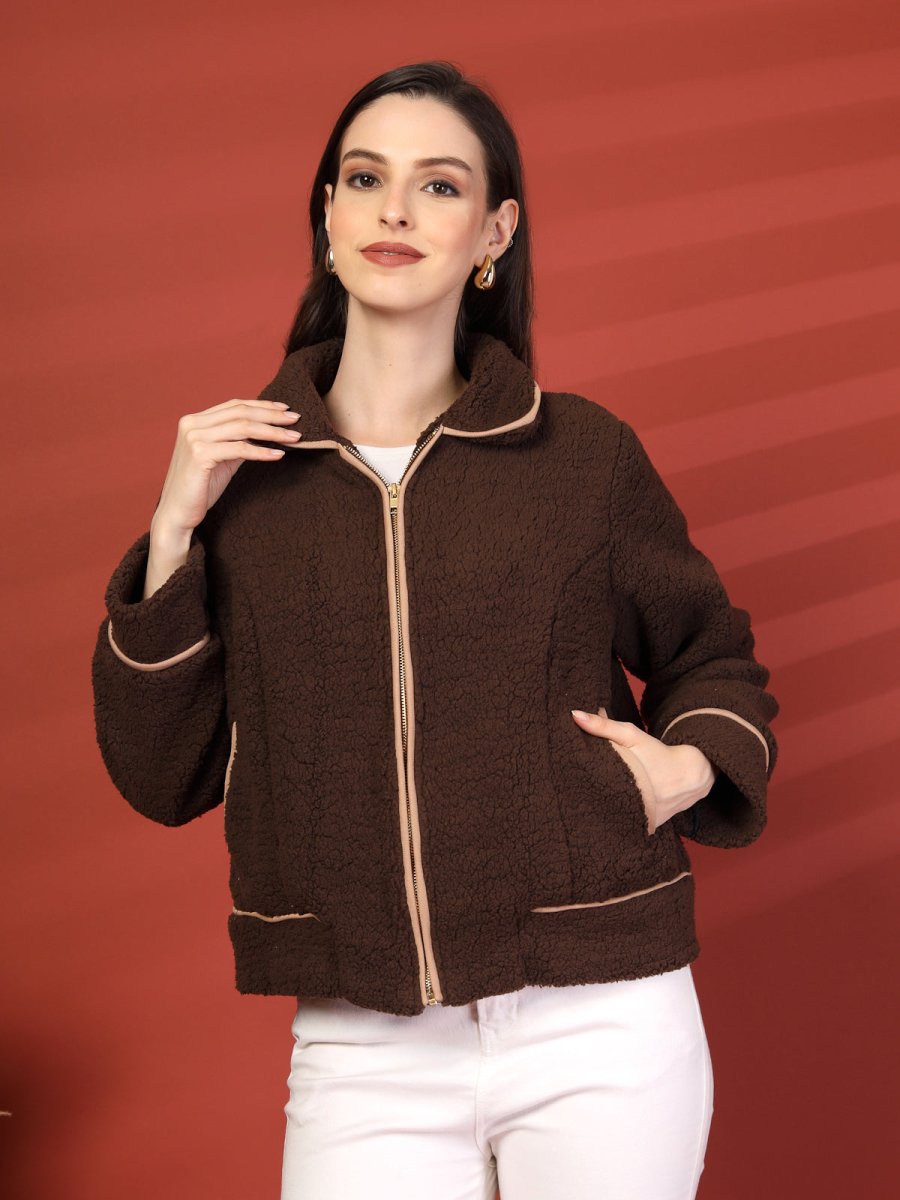 Women Fleece Open Front Jacket