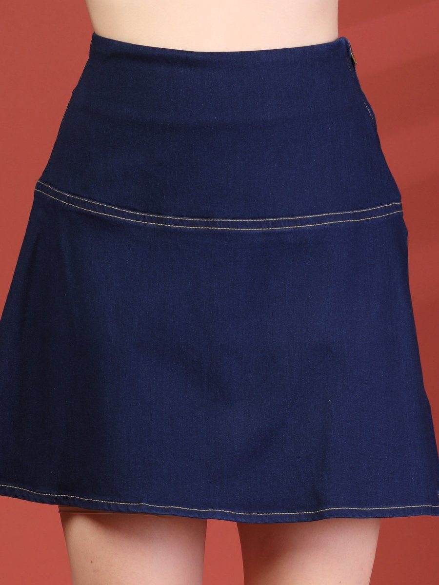 Women Round Neck Top With Skirt Co-Ords