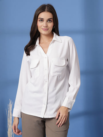 White Women Opaque Casual Shirt