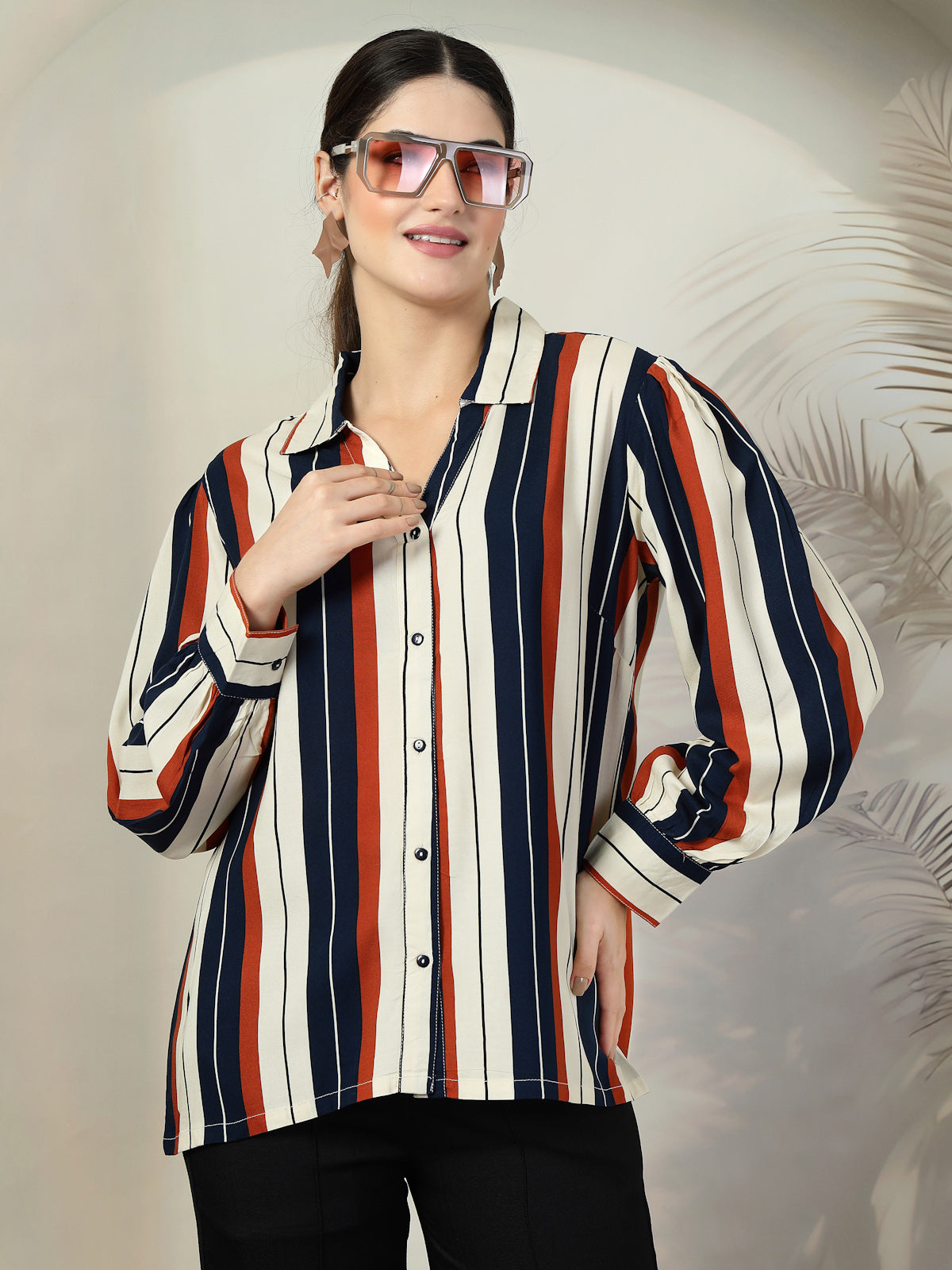 Multicoloured Stripe opaque Casual shirt