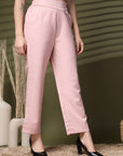 Pink Solid Loose Fit Trousers