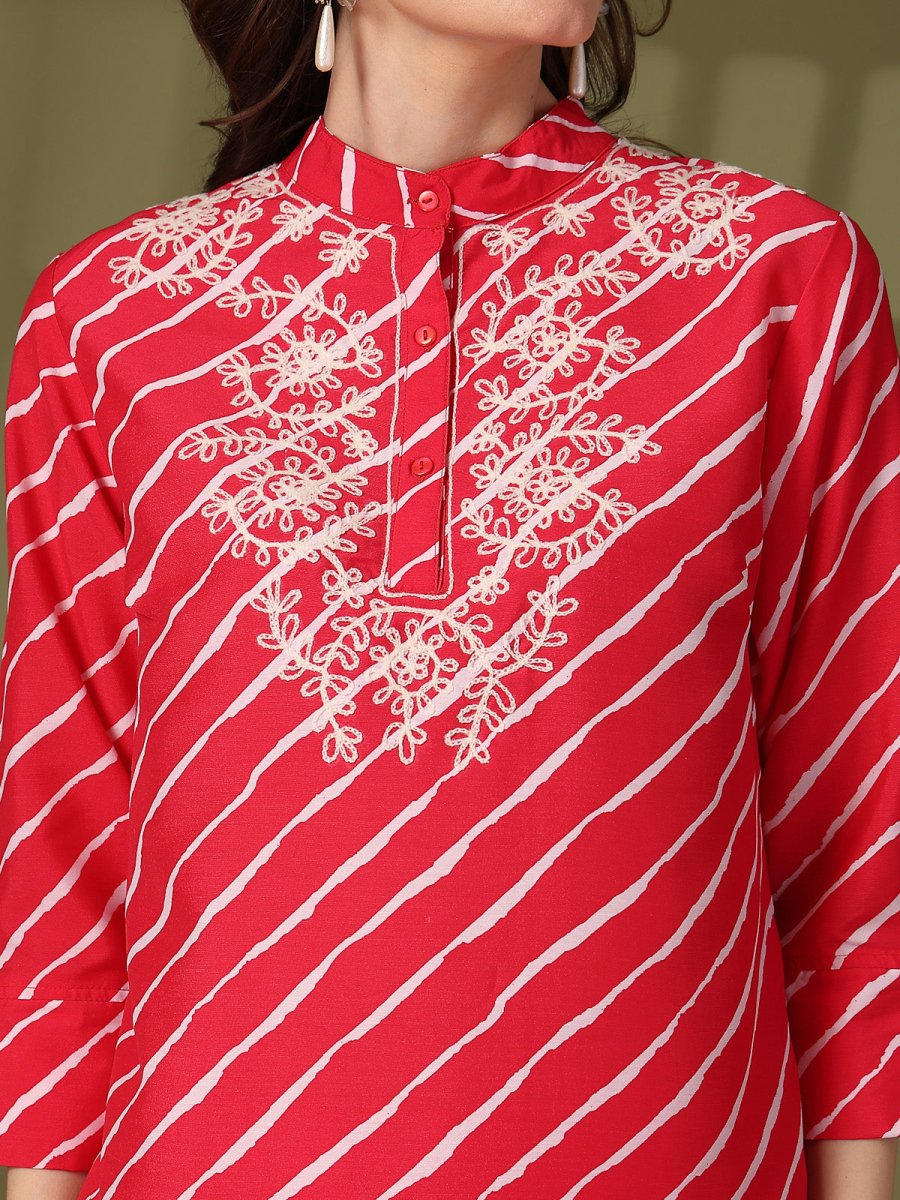 Pure Cotton Embroidered Top With Trousers Co-Ords