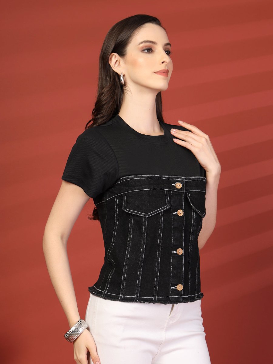 Women Colourblocked Cotton Top