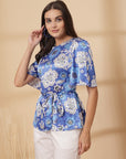 Blue Floral Print Top