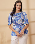 Blue Floral Print Top