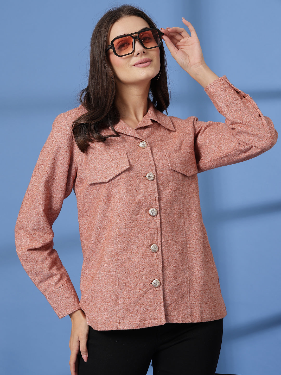 Pink Women Open Front Jacket
