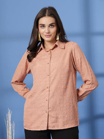 Pink Women Opaque Casual Shirt