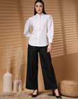 White Regular Sleeves Spread Collar Women Standard Opaque Casual Shirt