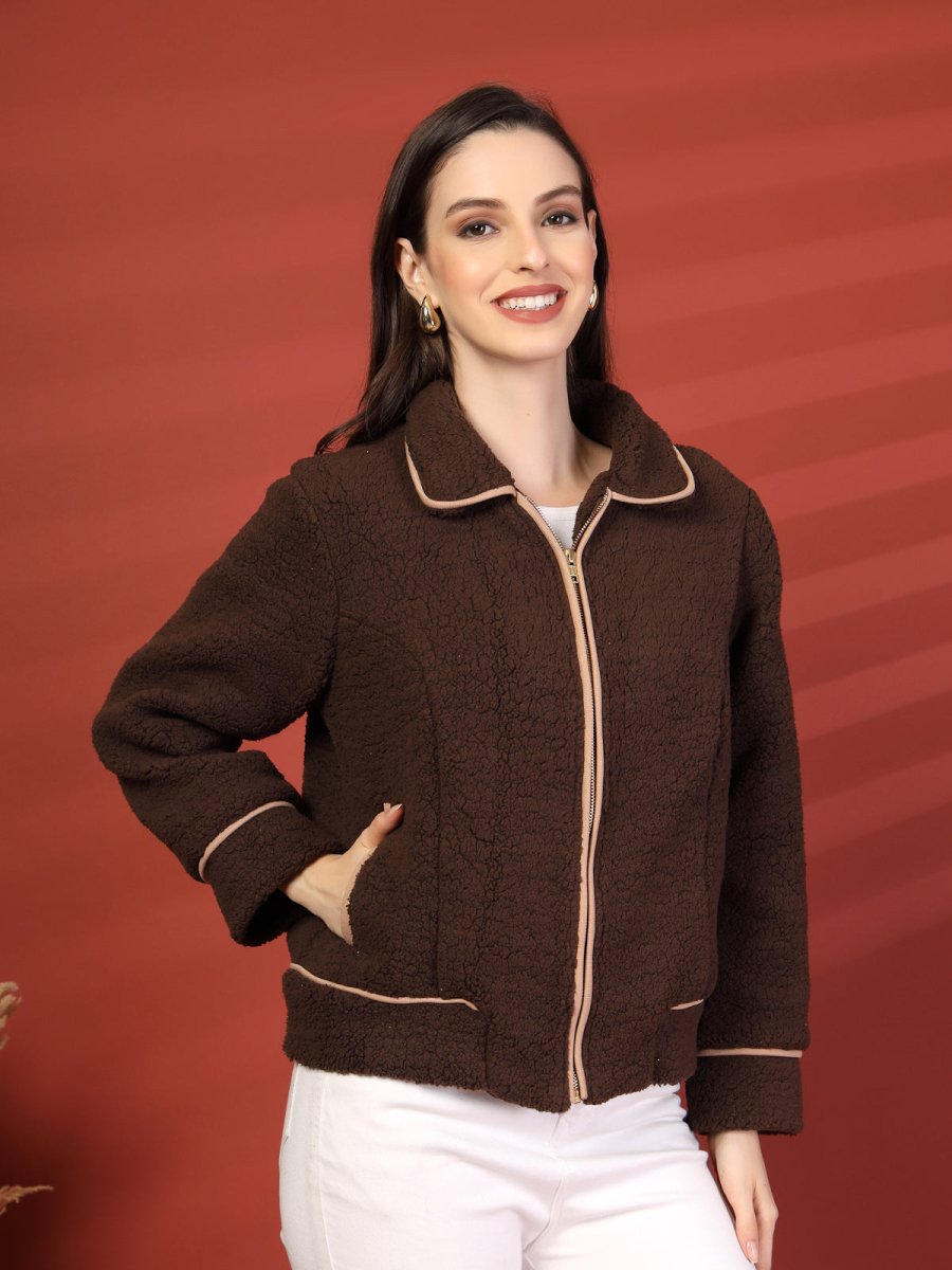 Women Fleece Open Front Jacket