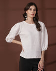 Solid White Round Neck top