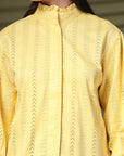 Yellow Regular Sleeves Spread Collar Women Standard Opaque Casual Buttoned Top