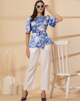 Blue Floral Print Top