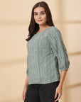 Sea Green Puff Sleeve Top