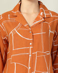 Orange floral printed opaque Spread Collar Casual shirt