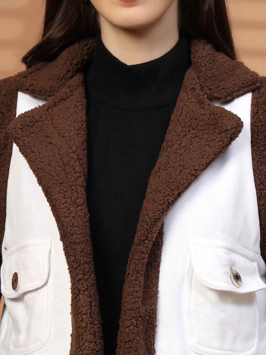 Women Fleece Open Front Jacket