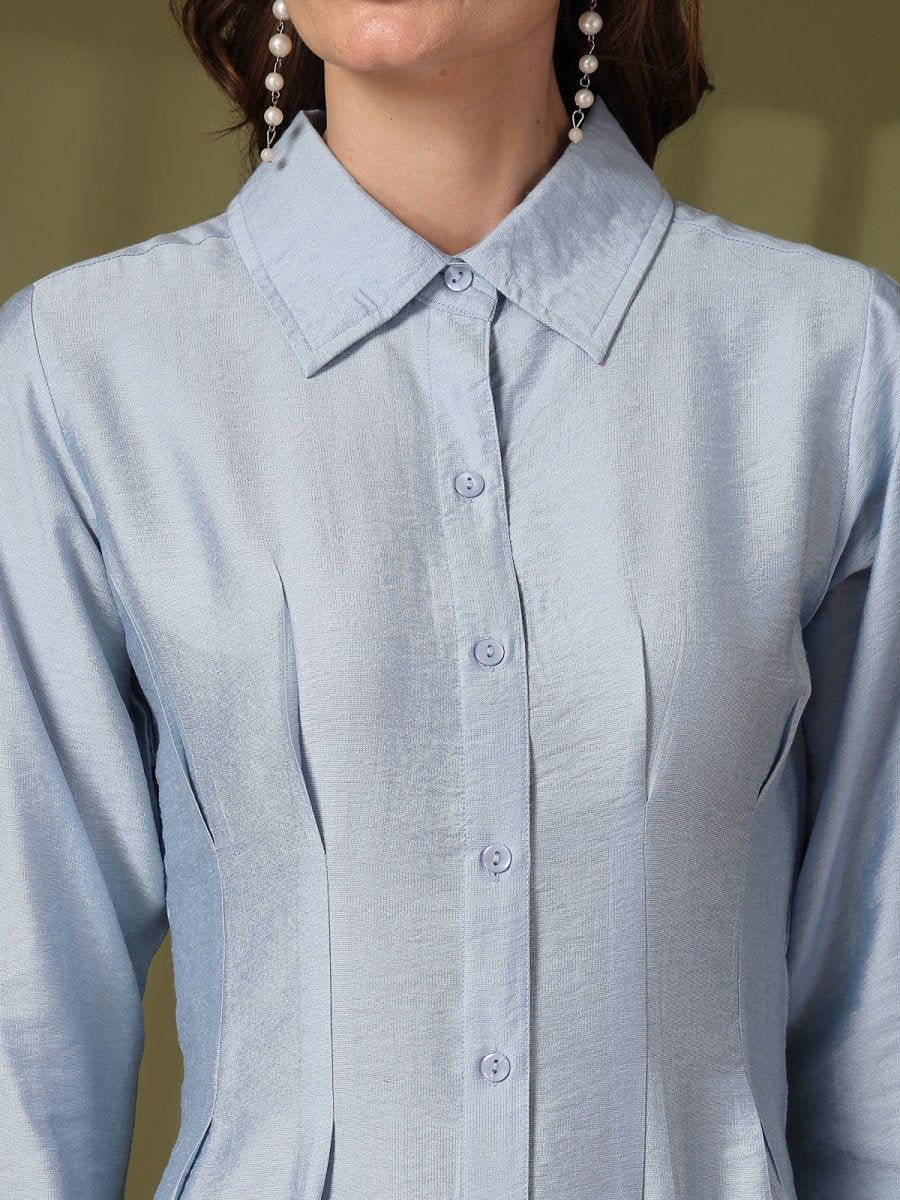 Blue Fit &amp; Flare Midi Dress