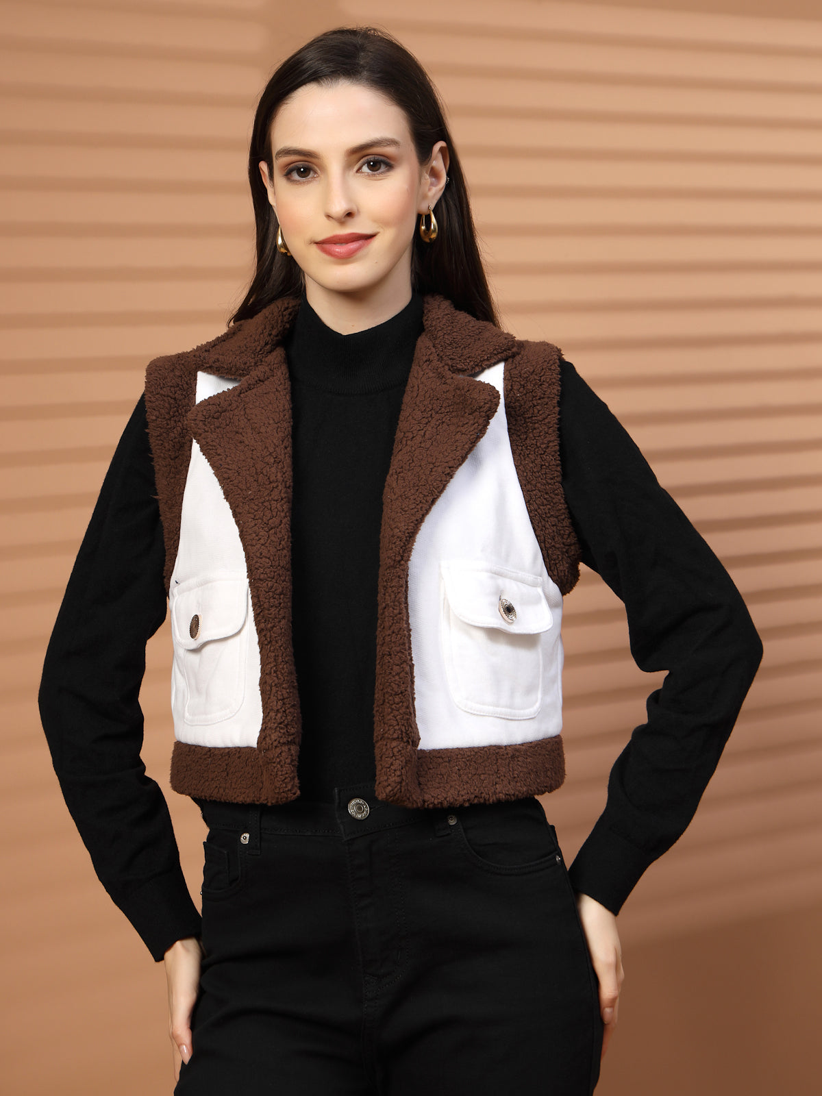 Women Fleece Open Front Jacket