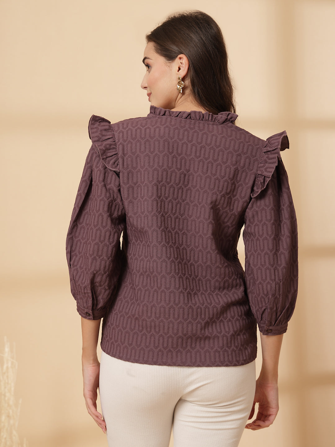 Brown Shirt Style Top