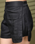 Black Solid Regular Fit Women Shorts