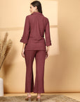 Self Design Blazer With Trousers Co-Ords