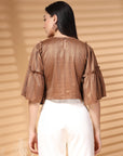 Brown Solid Round Neck Top