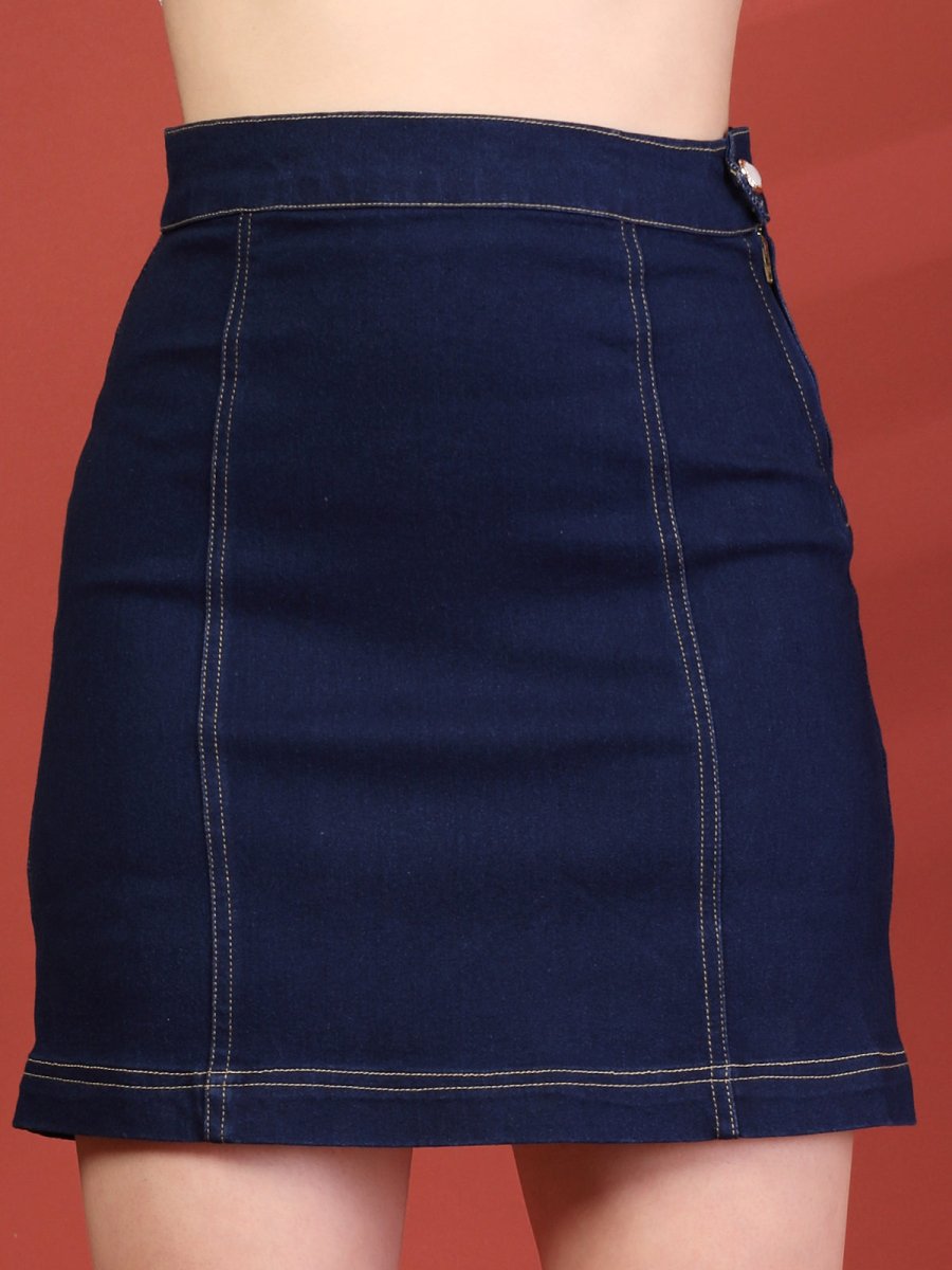 Women Shirt Collar Neck Coat Top With Skirt Co-Ords