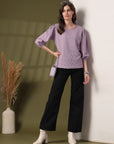 Solid Purple Round Neck top