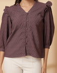 Brown Shirt Style Top