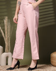 Pink Solid Loose Fit Trousers