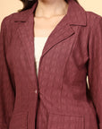 Self Design Blazer With Trousers Co-Ords