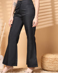 Black Solid Regular Trousers Women Loose Fit Trousers