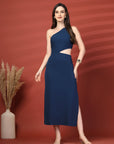 Women Sheath Midi Blue Dress
