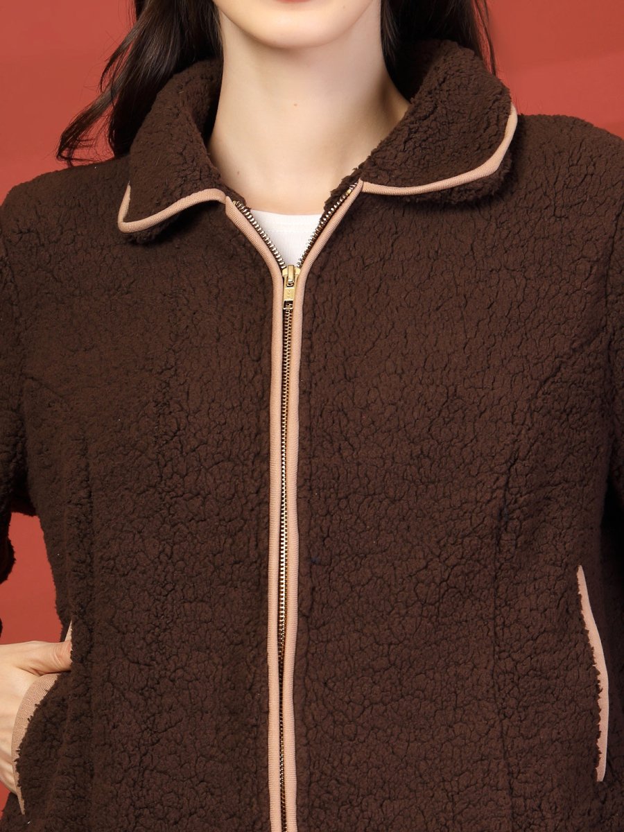 Women Fleece Open Front Jacket