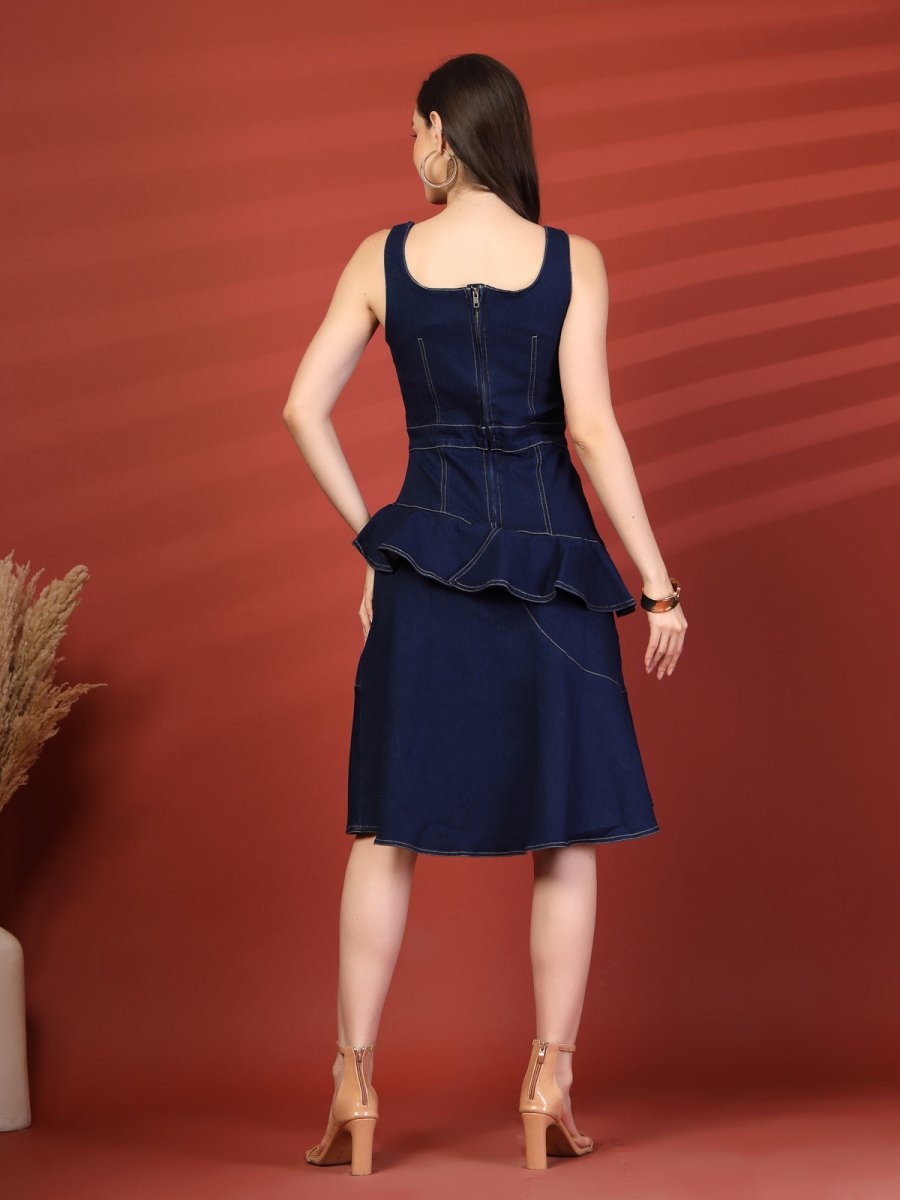 Women Ruffled A-Line Midi Dress