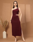Women Sheath Midi Maroon Dress