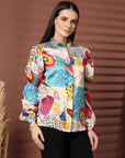 Women Multi Printed Casual Buttoned Top