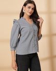 Grey Shirt Style Top