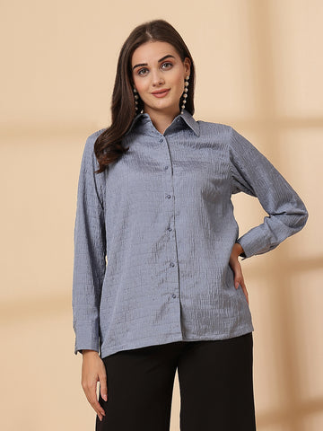 Blue Women Opaque Casual Shirt