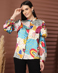 Women Multi Printed Casual Buttoned Top