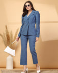 Pure Cotton Notched Lapel Blazer With Trousers Co-Ords