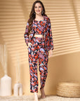 Multi Printed Pure Cotton Top With Blazer & Trousers Co Ord