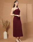 Women Sheath Midi Maroon Dress