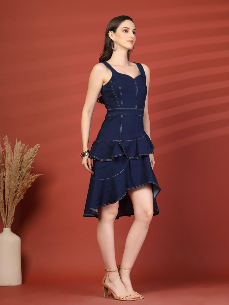 Women Ruffled A-Line Midi Dress