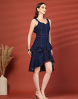 Women Ruffled A-Line Midi Dress